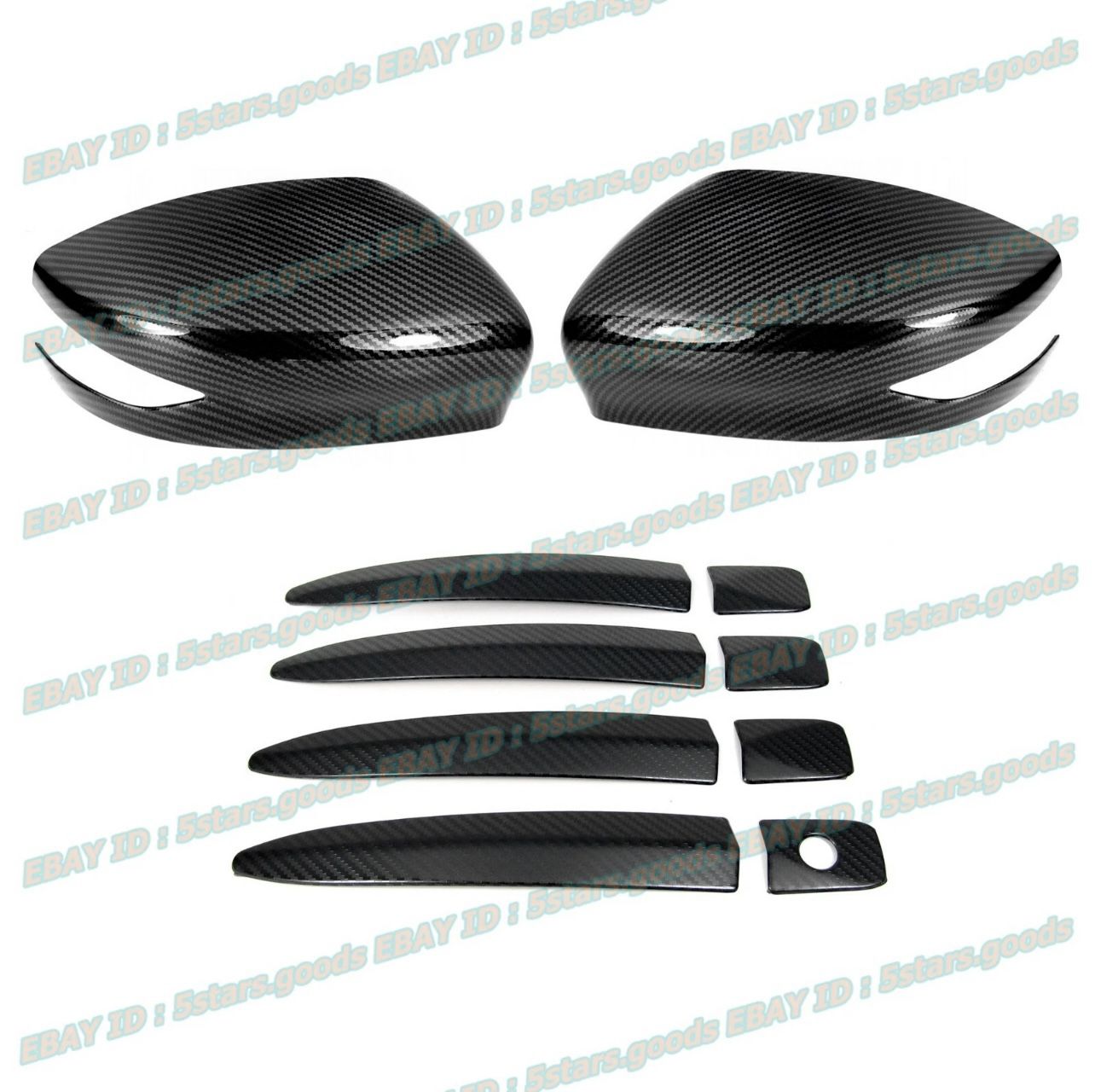 Nissan Sentra Carbon Fiber Side Mirror + Door Handle Covers Trims, For 2013-2019