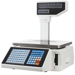 Label Printing Scale, Commercial Food Scale with Label and Receipt Printer, Electronic Weight Scale for Retail Store & Supermarket, Dual LCD Displays,