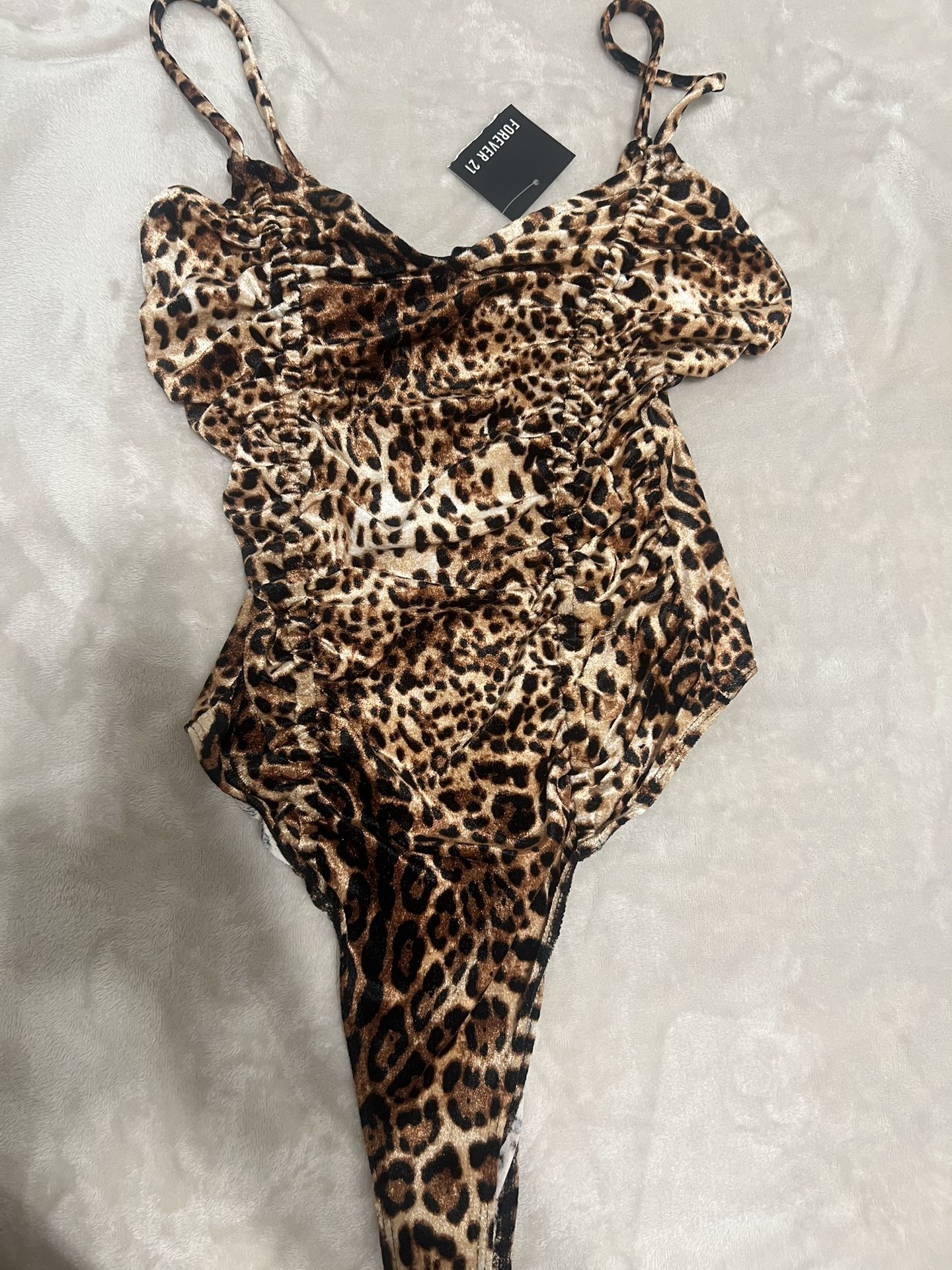NWT forever 21 velvet thong bodysuit-small