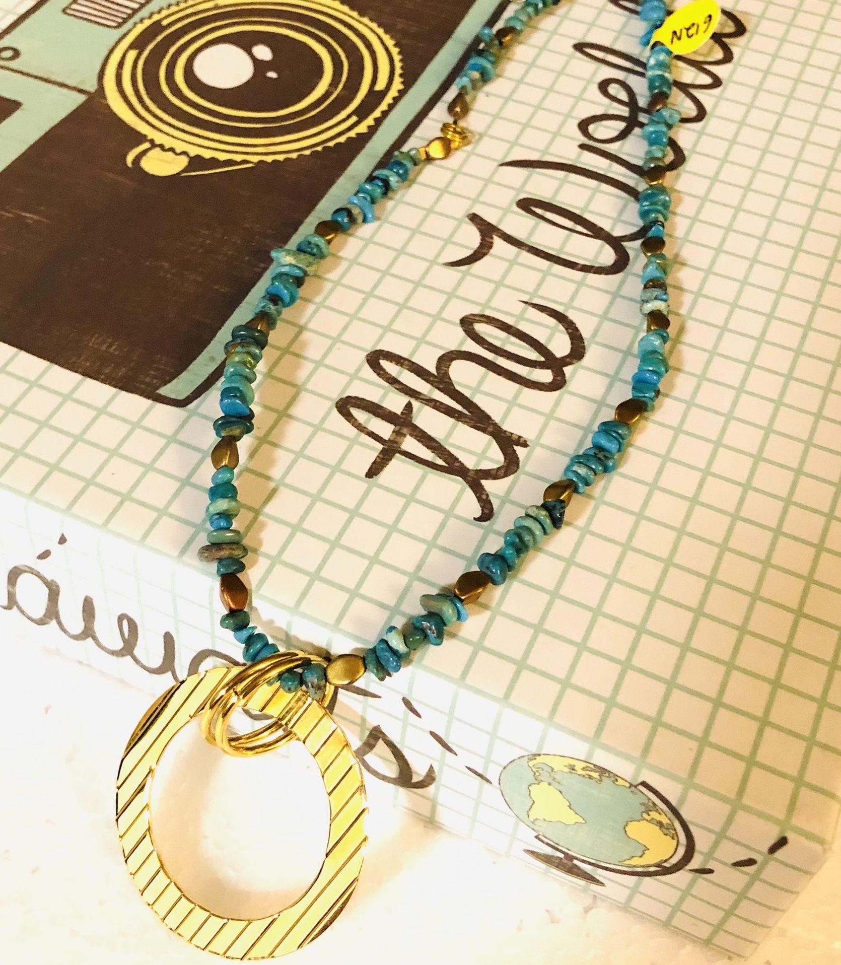 Turquoise Necklace With Gold Pendant NEW