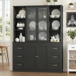 74.4''Hx63''W Large Pantry Cabinet  Color- Black