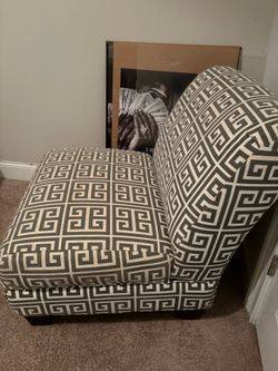 Greek Key Pattern Armless Accent Chair