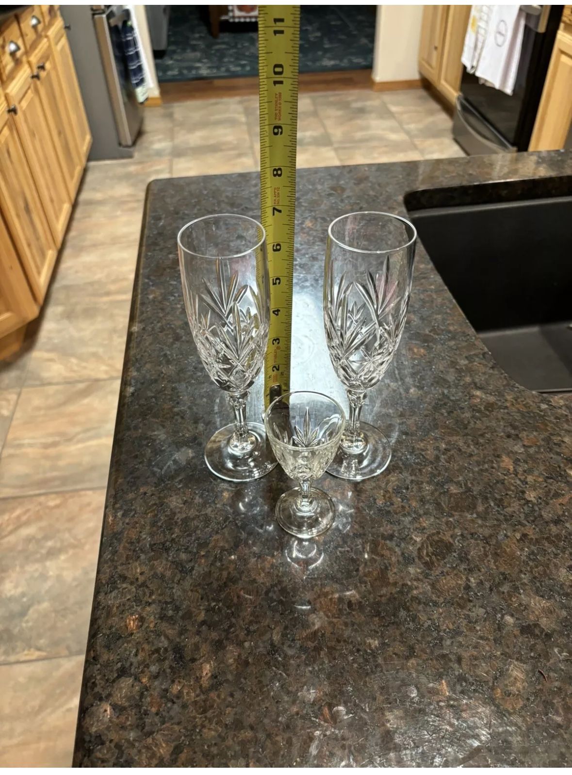 Vintage Cut Crystal Glass Champagne Flutes