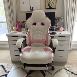 Gaming chair / Desk Chair White & Pink
