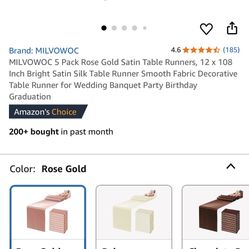 Satin Rose  Gold Table Runners