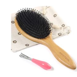 Bestool 9.8" Oval Nylon & Boar Bristle Detangling Hair Brush, Brown (New)