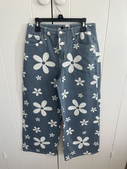 TRUCE Girls’ denim wide Leg Jeans And Crop Top Size 14