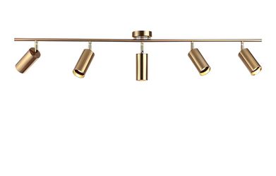 5-Light LED Track Lighting Fixtures Ceiling Gold Modern 5 Way Spotlight Fixture Indoor Spot Lighting Mid Century Vintage Linear Kitchen Track Lighting