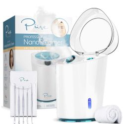 NanoSteamer PRO Professional 4-in-1 Nano Ionic Facial Steamer for Spas - 30 Min Steam Time - Humidifier - Unclogs Pores - Blackheads - Spa Quality - 5