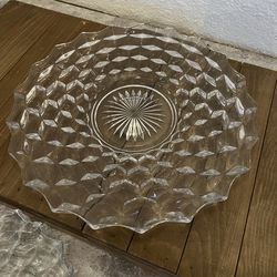 Vintage Fostoria Round Glass Cubist Platter
