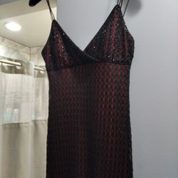 Black/Red Beaded Evening Gown 