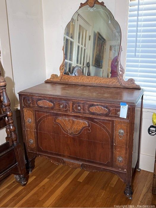 Antique Four Drawer Dresser with Mirror