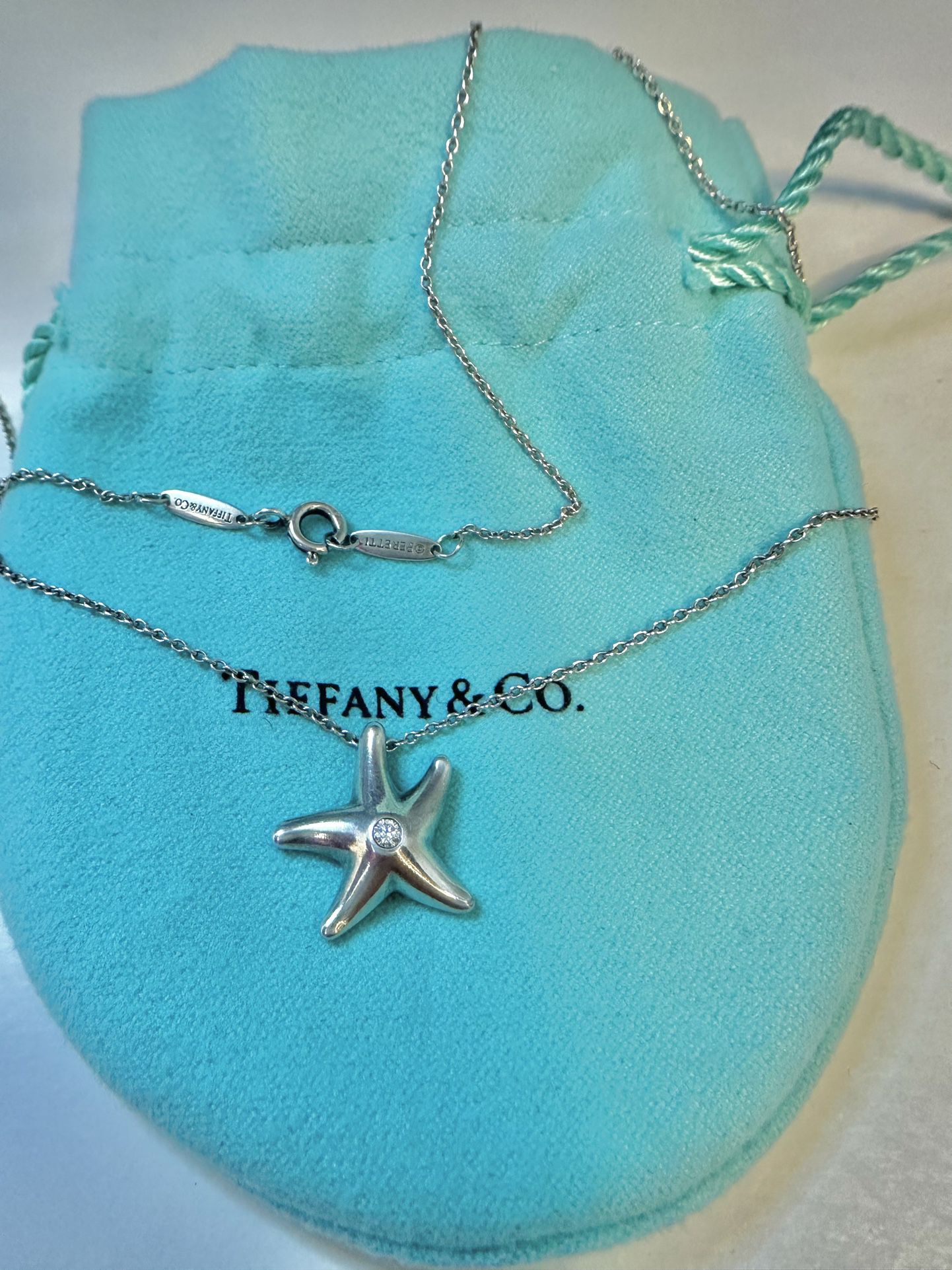 Tiffany & Co Silver Elsa Peretti 1/2” - 17” Long Starfish Necklace 