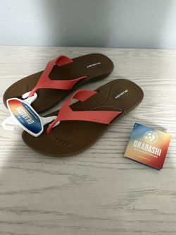 Okabashi Womens Flip Flop Slate/Sea foam Slip On Sandal Size S 5-6 NEW WITH TAGS