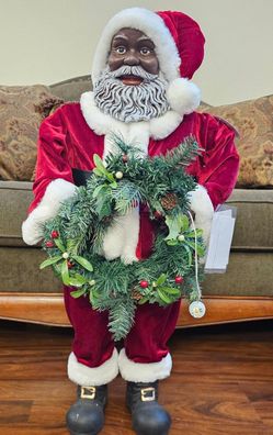 New 34" Jolly African American Santa Claus