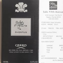 Creed Aventus 100mL – Brand New Sealed w/ Saks Receipt – Will Travel