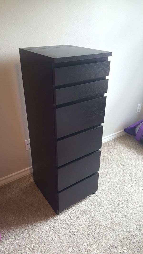 Ikea Malm 6 Drawer Dresser With Mirror In Black Brown For Sale In