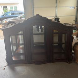 "Ornate Dark Wood Curio Cabinet
