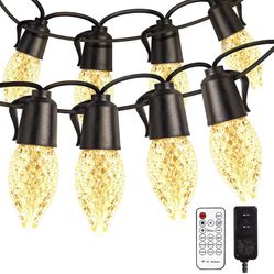 Outdoor String Lights, 20PCS C35 Warm White Outdoor Led String Lights with Remotes 48 Feet IP65 Waterproof Dimmable Outdoor String Lights for Backyard