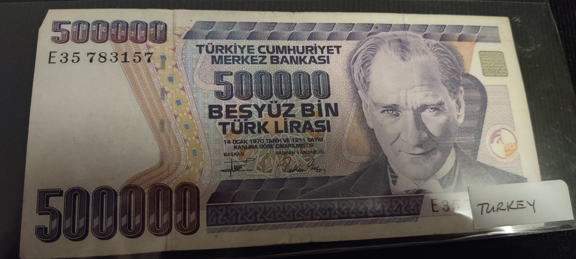Turkey Paper Money 500000