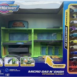 MicroMachine Gas N' Dash Expanding Play Set (10 Exclusive Vehicles)