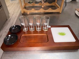 Tequila Serving Set with Wood Tray