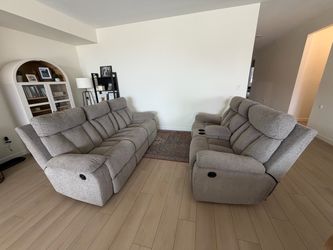 Gray Reclining Sofa & Loveseat Set