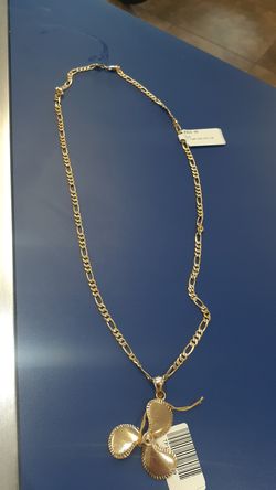 21"figaro chain 14k,13.6gr,pendant 14k 4.7g