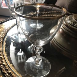 Crystal Water Glasses Gold Trim 6