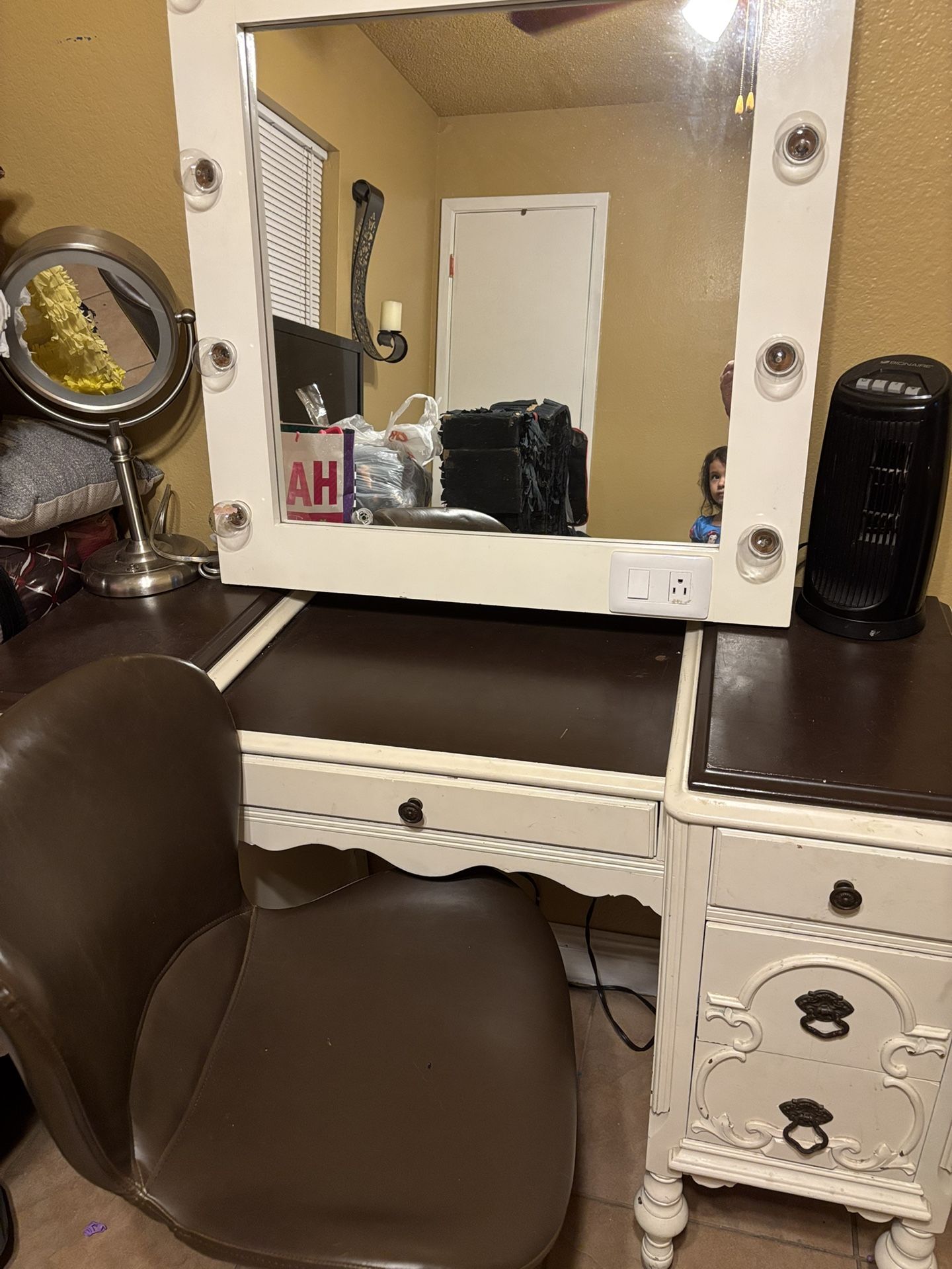 Antique Vanity w/ Mirror & Chair