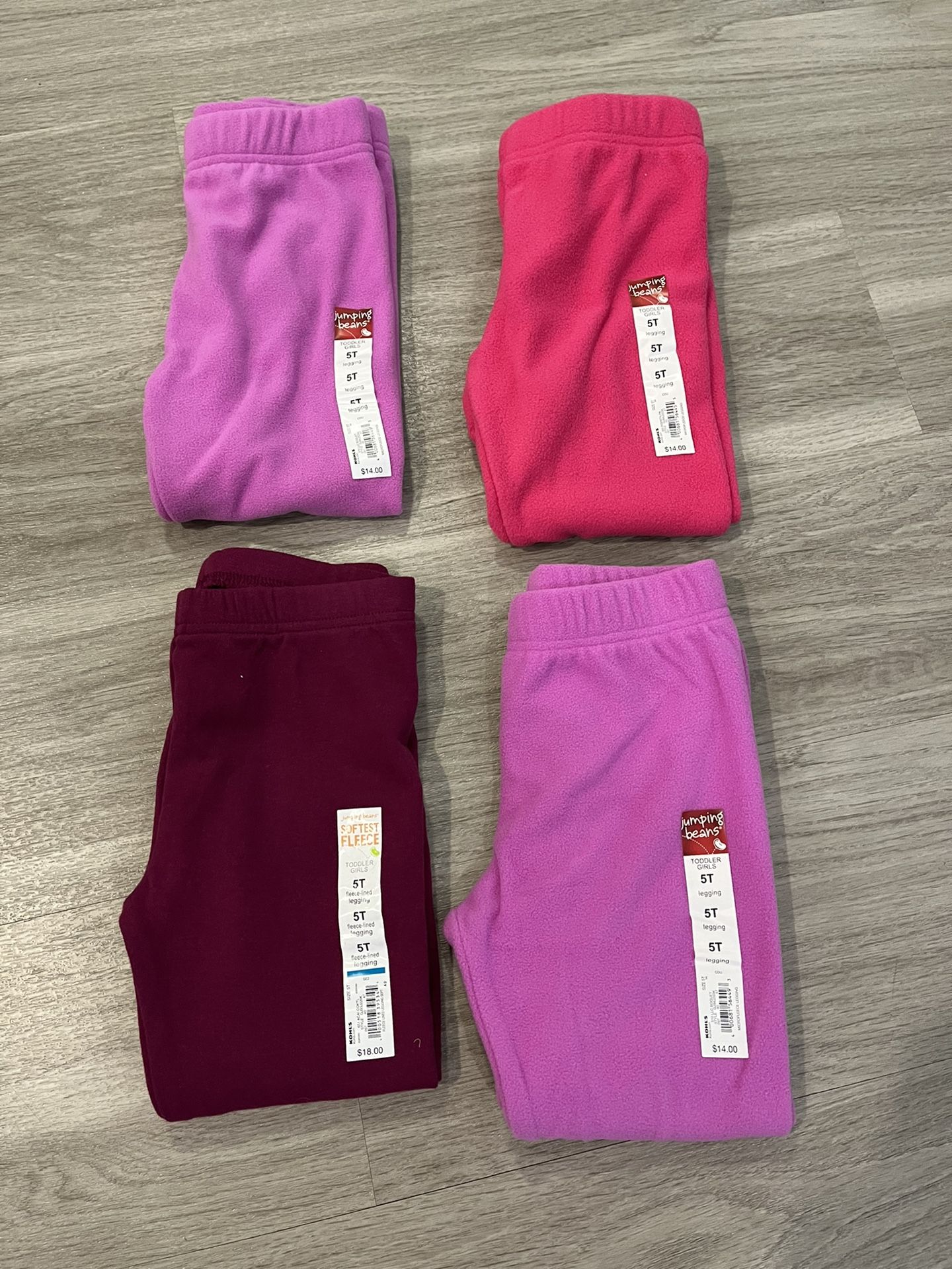 NWT - girl’s Jumping Beans fleece-lined pants, 5T (4 pairs)