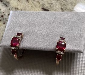 Ruby Hoops 10 K Gold