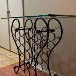 Wine rack with glass top