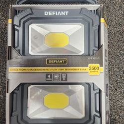 Defiant 2-Pack Rechargeable Magnetic Utility Light With Power Bank 3500 Lumens. Firm 