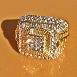 Men's Size 10 Gold Plated Iced Ring 