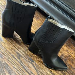 Brand New Marc Fisher LTD Oshay Black Leather Booties, Ankle, Size 7M