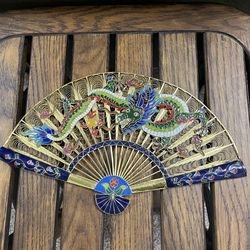 Vintage Chinese filigree and cloisonné fan