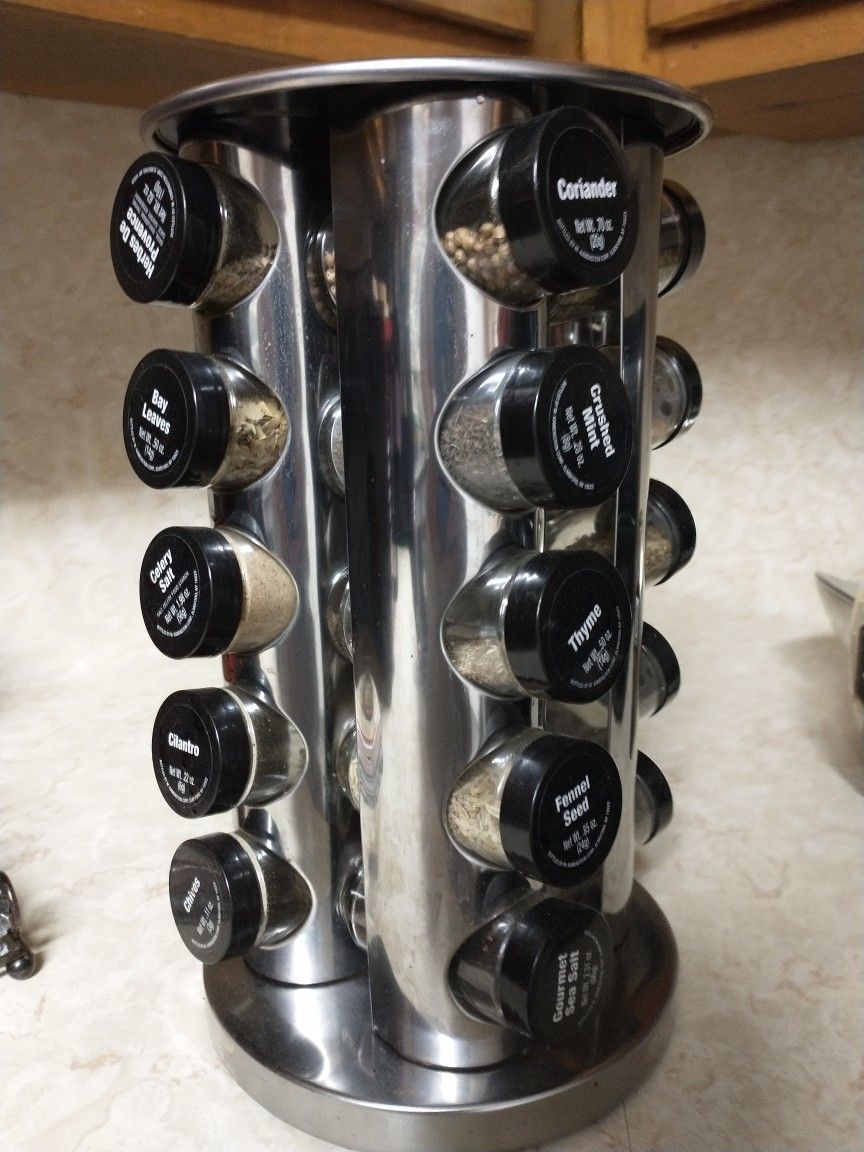 Retails 45.00 Sell For 20 Spinning Spice Rack With Glass Spice Jars 