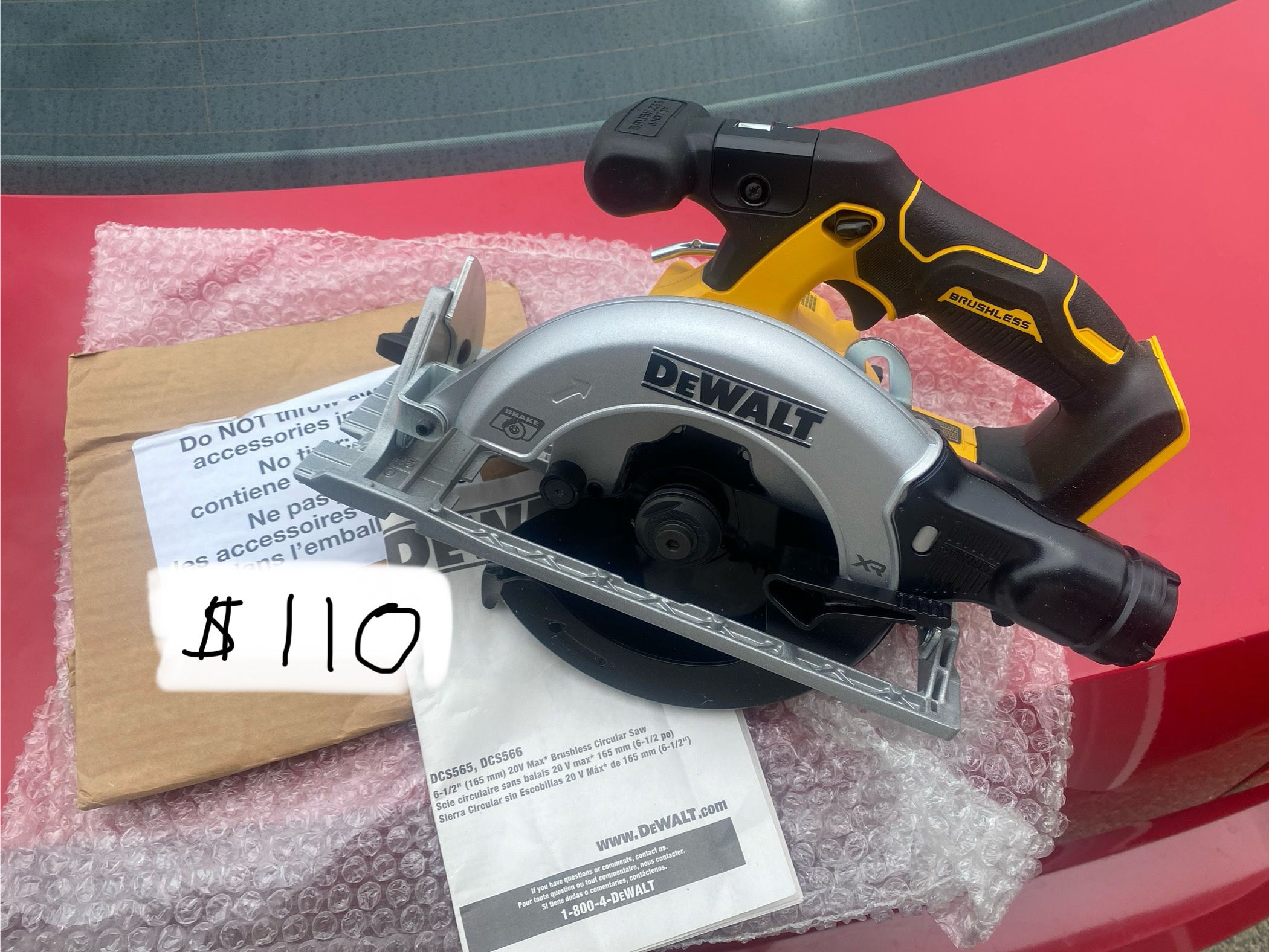  Brand New Dewalt  DCS565 Max 6.5” Circular Saw With Blade     Brushless, Tool Only