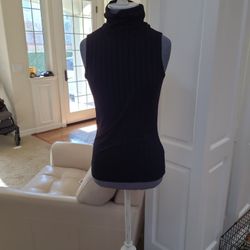 Ribbed Black Turtleneck Sleeveless Sweater