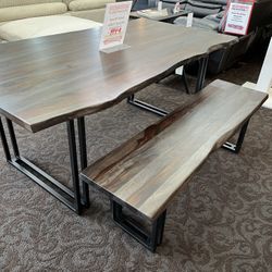 Solid Wood Dining Table With Bench