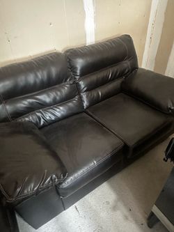 Faux Leather Sofa and Love Seat Set (Blackish Brown)