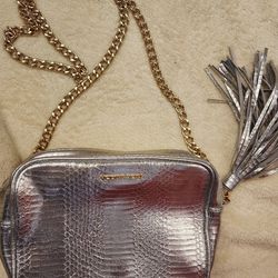 Purse Victoria Secret Silver Shoulder Bag Gold Metal Chain Strap Inside  Pocket