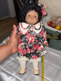 Vintage Black Girl Doll Floral Dress