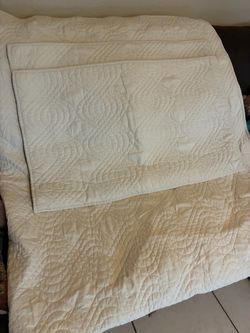King size beige quilted comforter with 2 shams $40