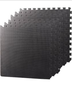 6 Pieces Puzzle Exercise Mat EVA Foam Interlocking Tiles with 12 End Borders for Gym Home Exercise Workout Floor Protecting Black