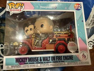 Mickey Mouse and  Walt On Fire Engine 