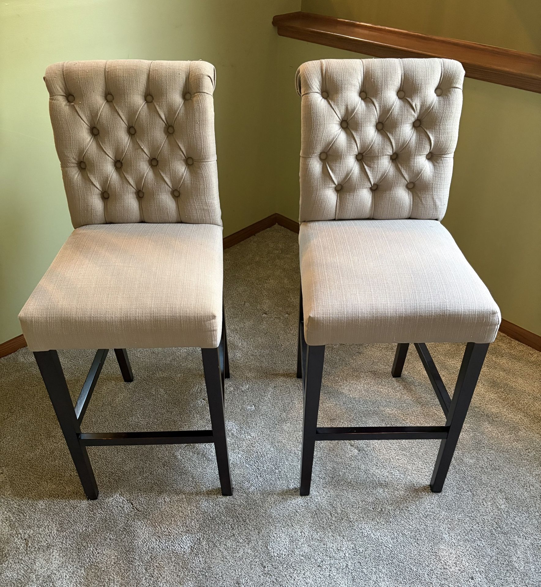 Set of 2 Upholstered Chairs - Cushioned Seat and Back