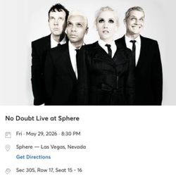 NO DOUBT @ THE SPHERE MAY 29, 2026