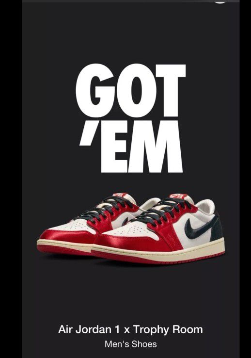 TROPHY ROOM JORDAN 1 LOW. DS FROM SNKRS...AUTHENTIC 